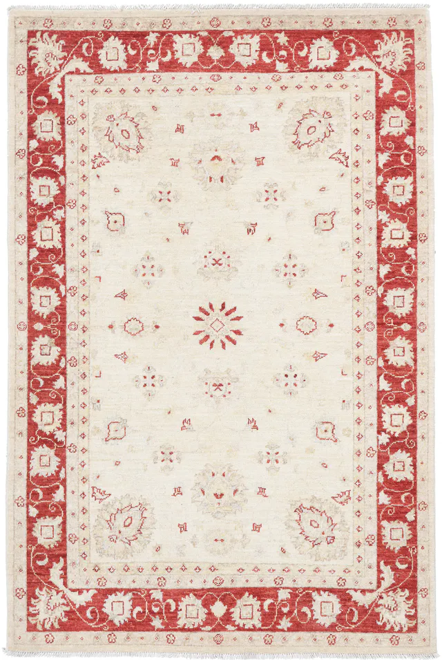 Garous Ziegler Beige Rug in Red Border, 185 × 122 cm