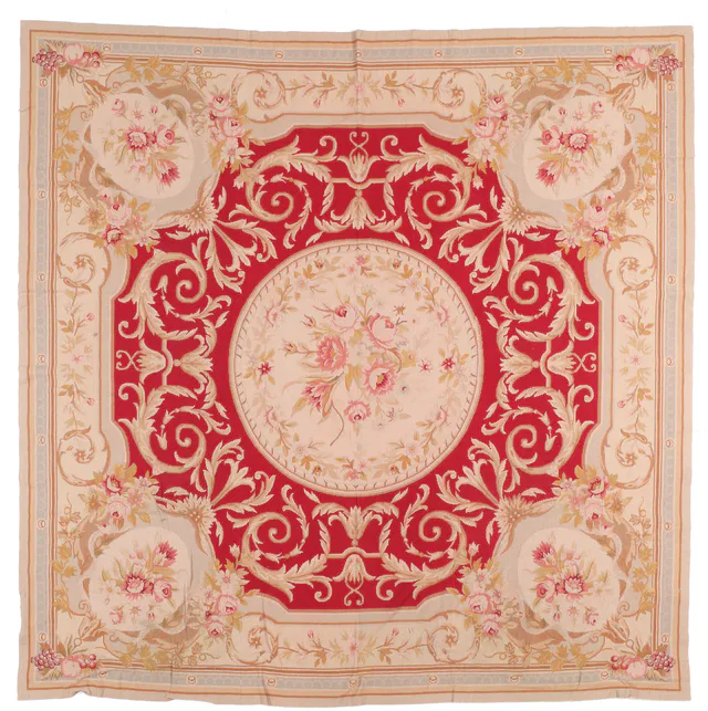 Red Needlepoint Rug, 232 × 228 cm