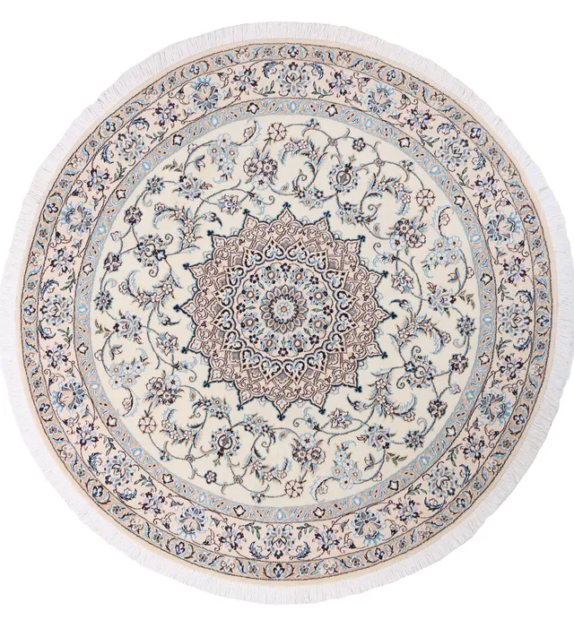 Nain 9 La circular rugs with silk highlights, 159 × 159 cm
