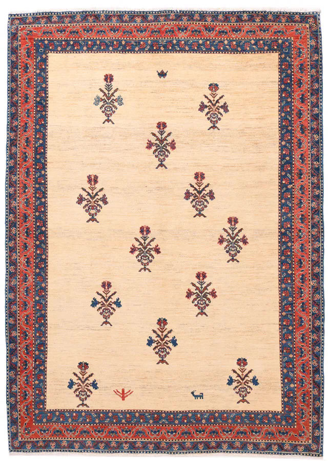 Persian baharlou rug – beige, 248 × 175 cm
