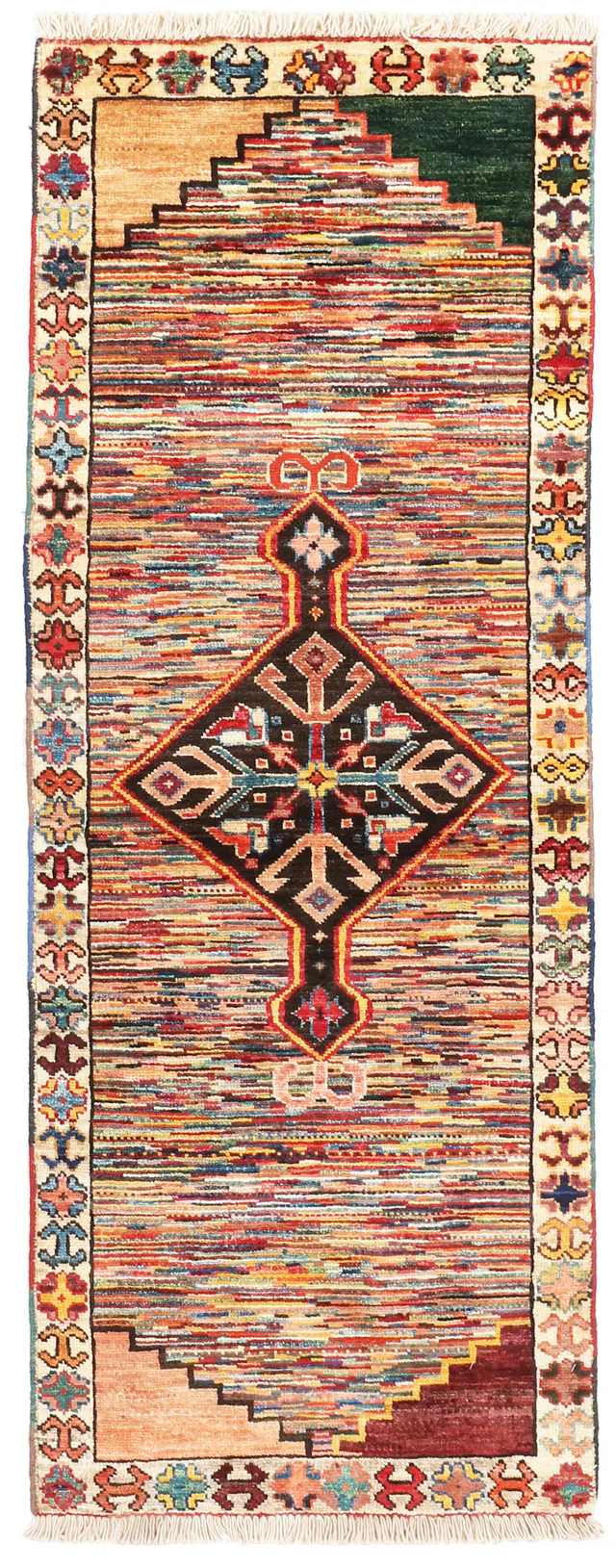 Multicolor Fine Shirvan Runner – 5'1 x 2, 158 × 61 cm