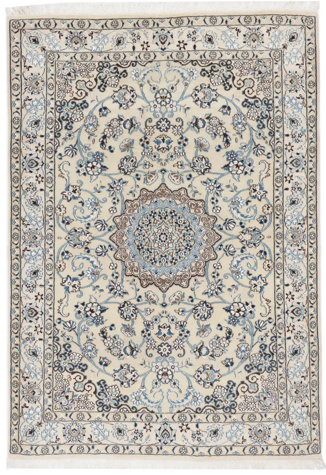 Persian Nain Rug with silk highlights, 206 × 143 cm