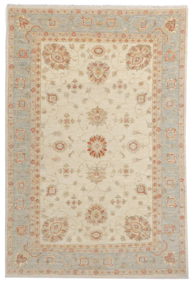 Garous / Ziegler Design Rug – Beige and Blue, 182 × 120 cm