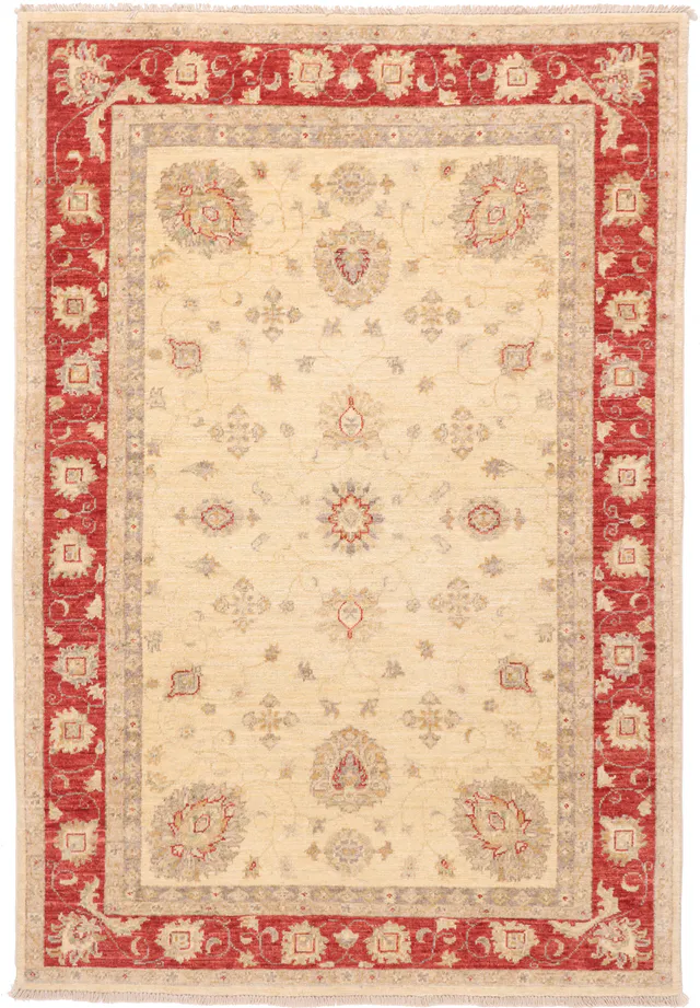 Garous / Ziegler design Rug – Beige / Red, 176 × 119 cm