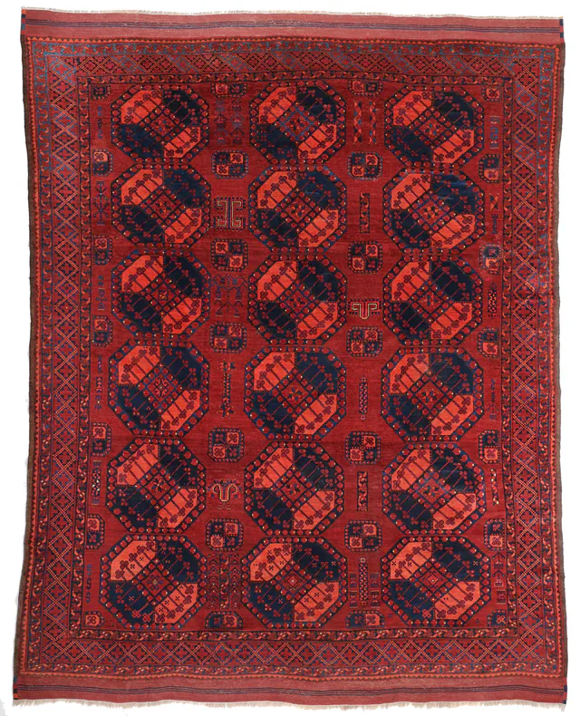 Ersari Design Afghan Rug – 11'3 x 9, 346 × 276 cm