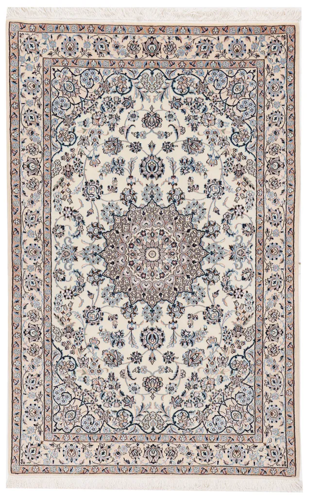Persian Nain Rug with Silk Highlights, 205 × 129 cm