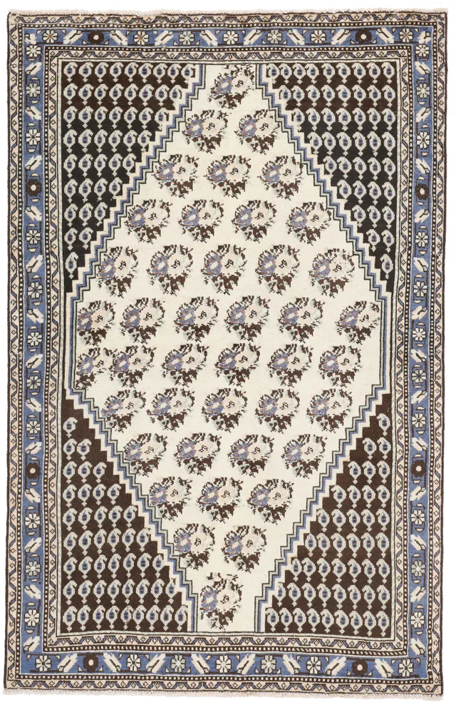 Persian Shahsavan rug – Beige, 205 × 132 cm