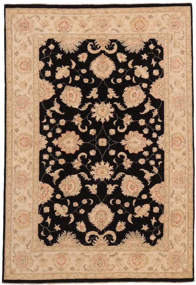 Garous or Ziegler Contemporary Design Rug – Black, 197 × 135 cm