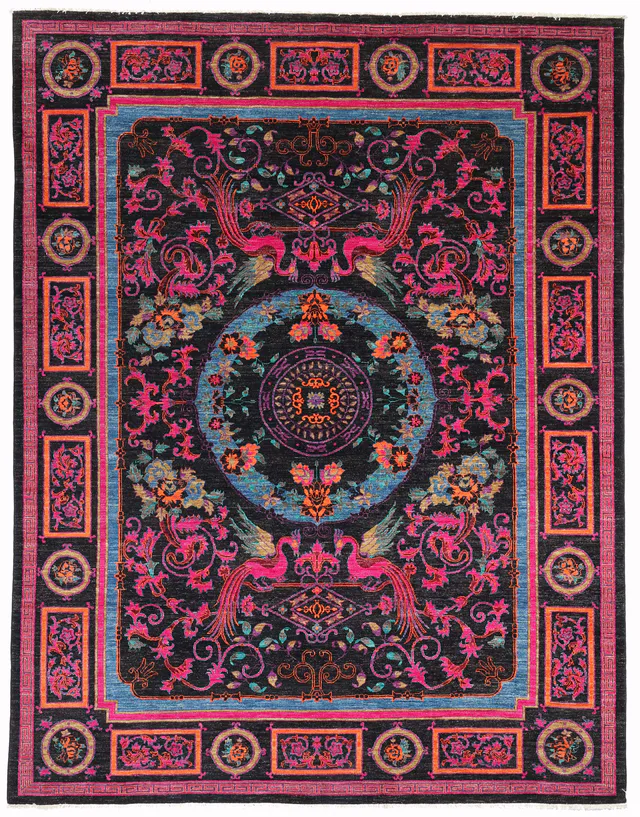 Black Arts & Crafts Rug, 359 × 273 cm