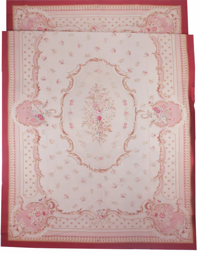 Extra Large Rose Pink Needlepoint Rug, 534 × 354 cm