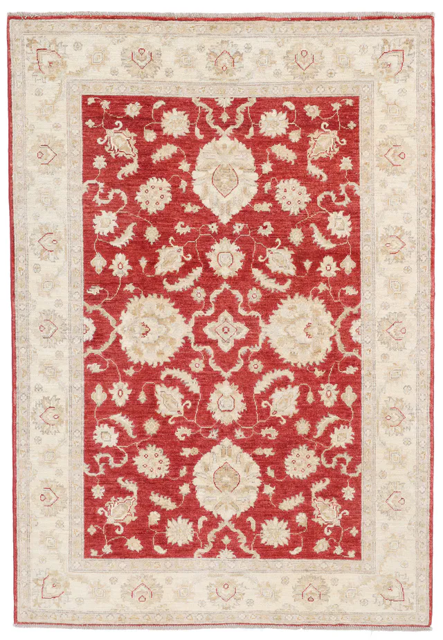 Garous Ziegler Red Rug in Beige Border – 7'7 X 5'4, 235 × 164 cm