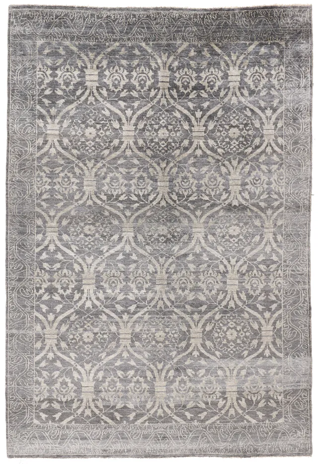 Elegance modern bamboo silk in Ottoman design Indian rug, 250 × 165 cm