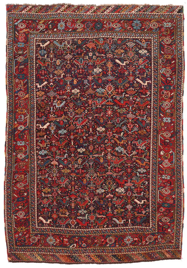 Antique Kashgai (Khamseh) Rug – circa 1910, 194 × 137 cm