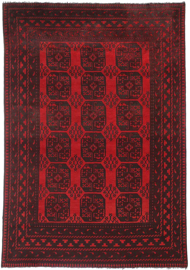 Afghan Aqcha Red rug, 284 × 201 cm