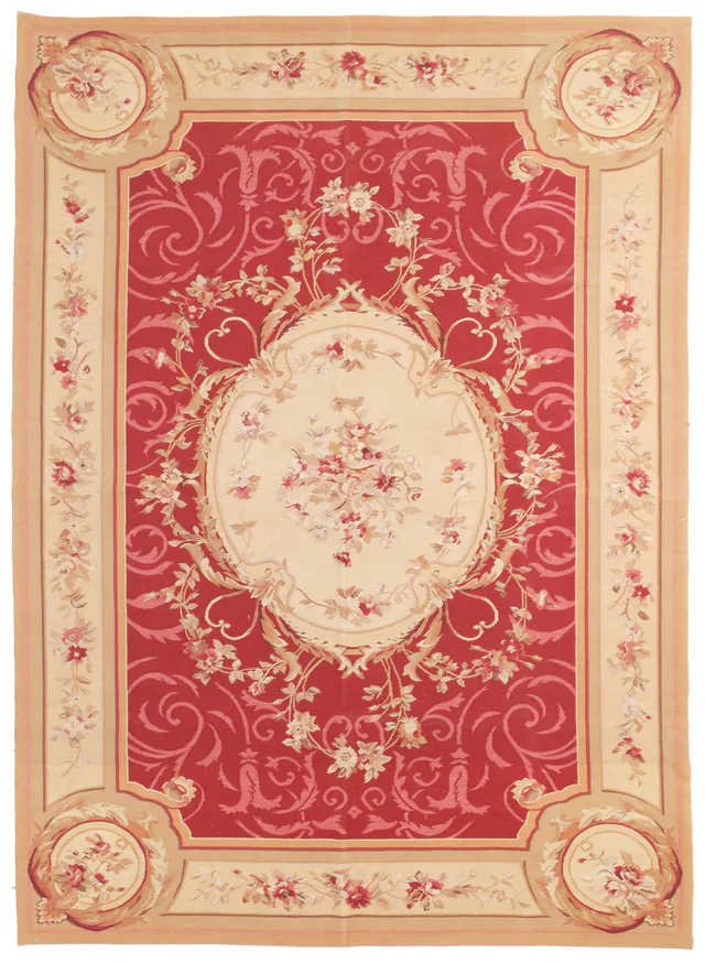 Red Aubusson Rug in, 270 × 190 cm