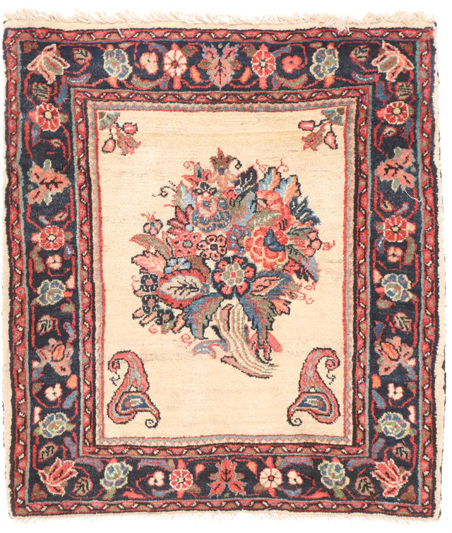 Persian Saruk/Sarouk Rug in Beige, 80 × 70 cm