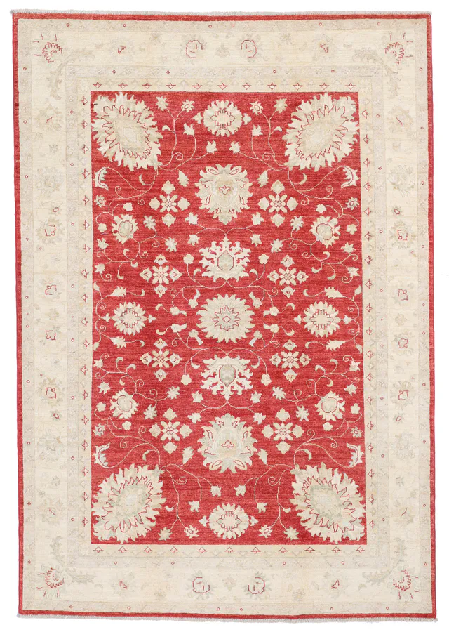 Garous Ziegler Red Rug in Beige Border, 242 × 171 cm