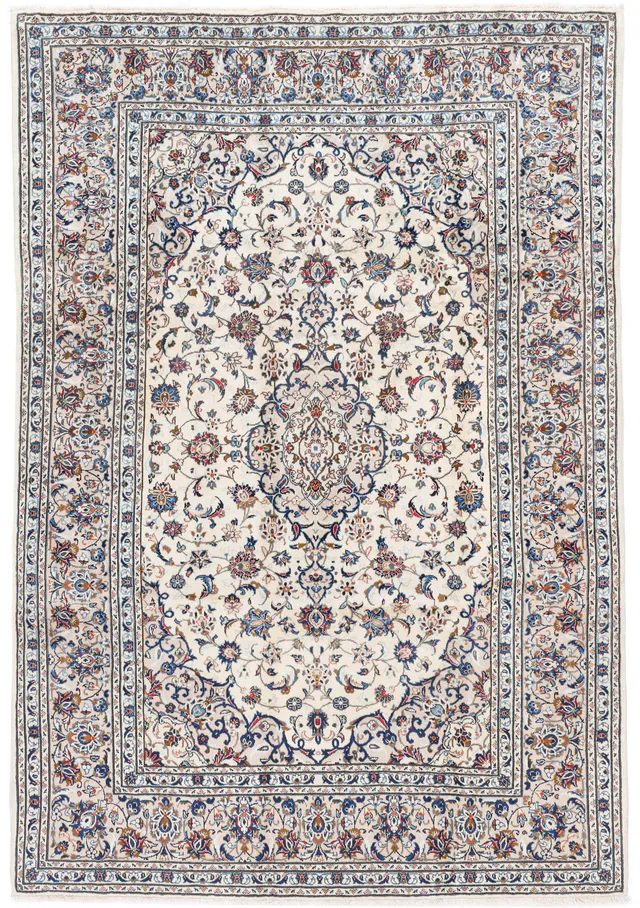 Keshan/Kashan Beige Rug, 299 × 203 cm