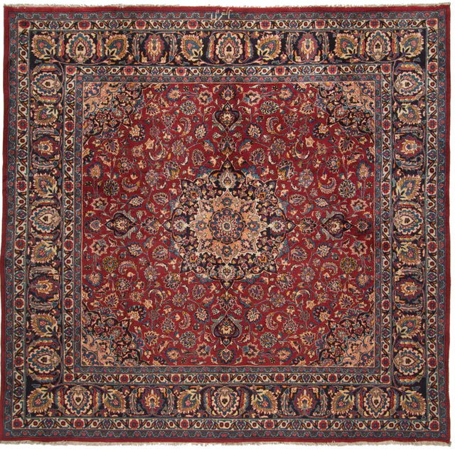Mashad rug red – Square, 295 × 290 cm