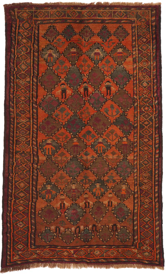 Antique Kurdi Gouchan Rug – circa 1940, 200 × 122 cm