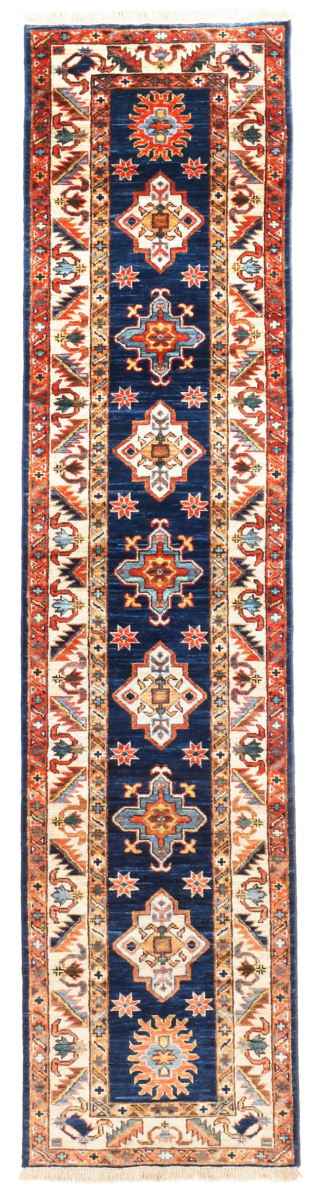 Fine Navy Shirvan Runner – 8 x 1'9, 244 × 58 cm