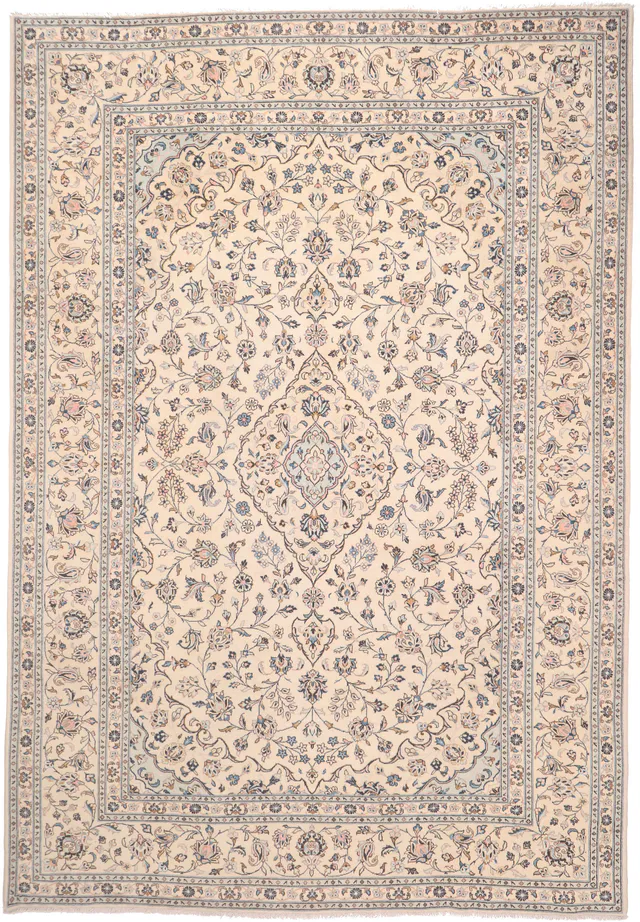 Persian Keshan / Kashan Beige Rug in, 353 × 245 cm
