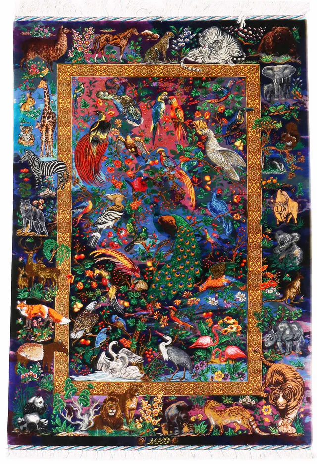 Super Fine Silk Qum Rug, 150 × 100 cm