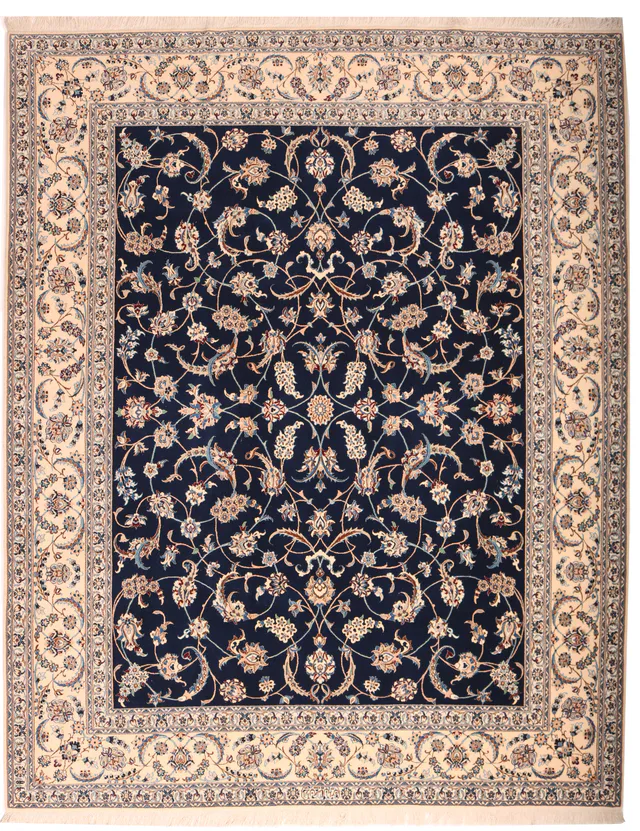 Persian Nain 6la rug with silk highlights, 255 × 205 cm