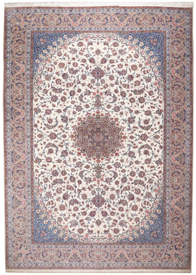 Fine Isfahan silk foundation – Signed Mehrabi, 606 × 395 cm