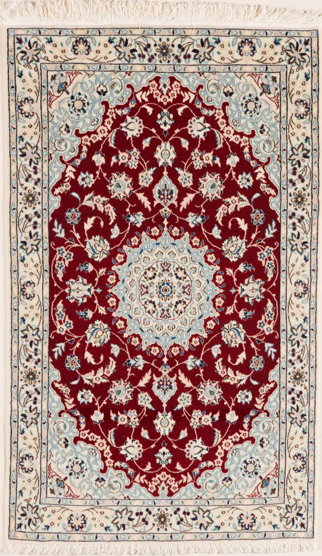 Persian Nain with silk highlight, 116 × 71 cm