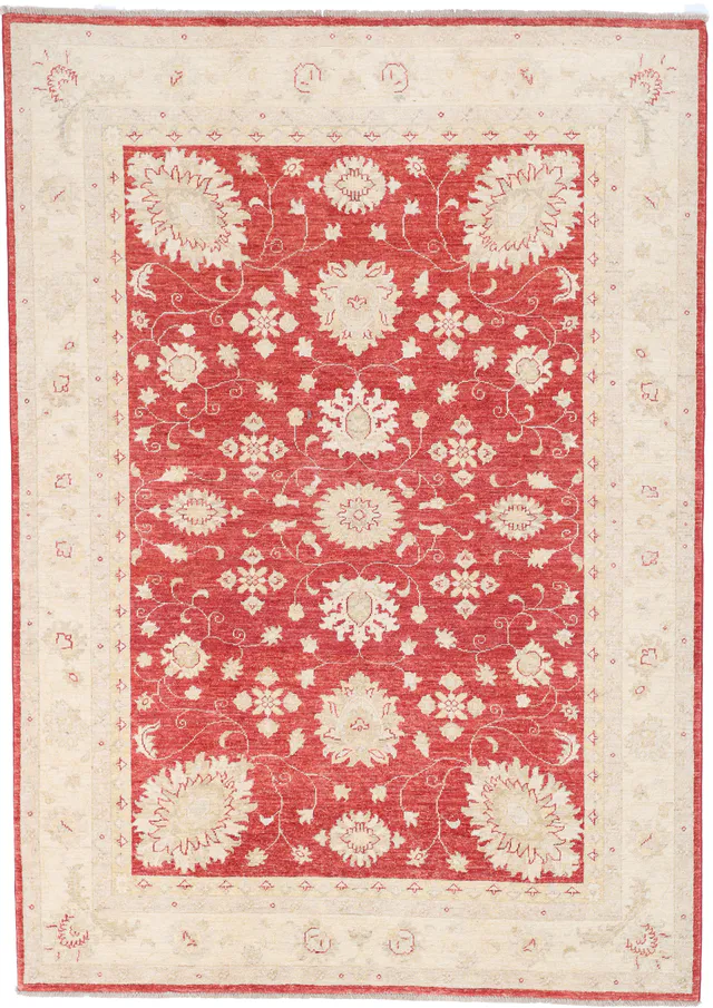 Garous Ziegler Red Rug in Beige Border – 7'7 X 5'6, 234 × 171 cm
