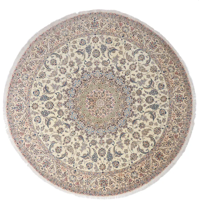Nain 9 La circular rug with silk highlights, 305 × 305 cm