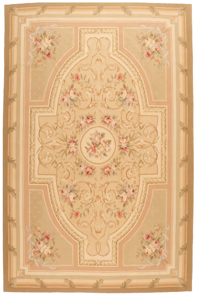 Aubusson rug floral design, 311 × 202 cm