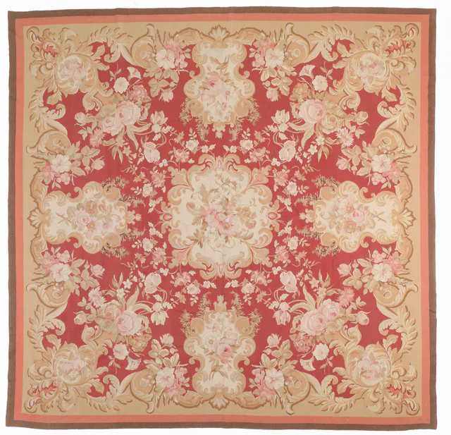 Terracotta/Rust Red Aubusson Rug, 268 × 260 cm