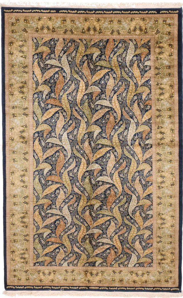 Tabriz Pure silk leaf designs, 225 × 140 cm