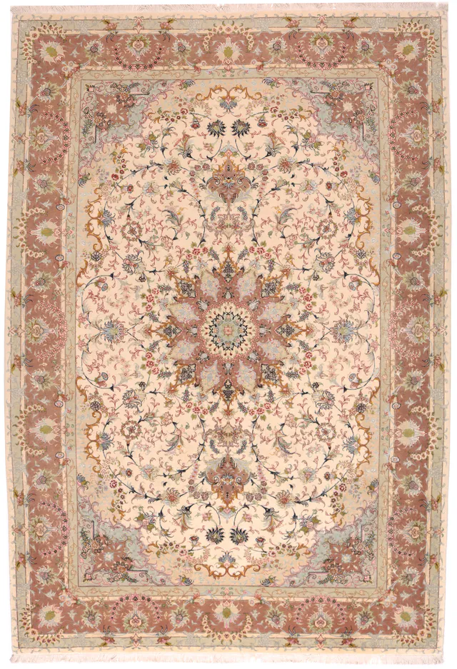 Persian Tabriz Fine with silk highlights Beige, 293 × 203 cm