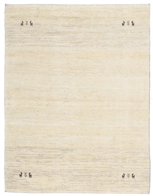 Gabbeh Simple Design with motifs – Beige, 206 × 161 cm