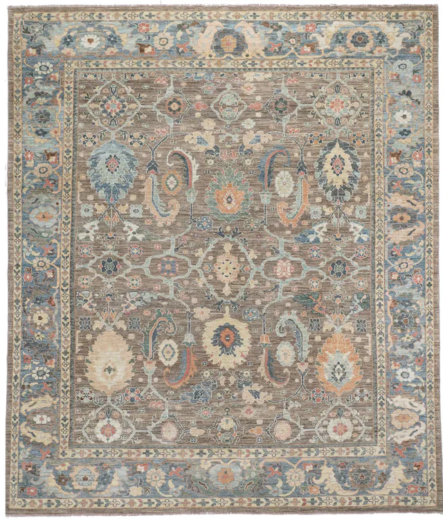 Oriental Persian Sultanabad Rug – 12'7 x 11, 388 × 338 cm