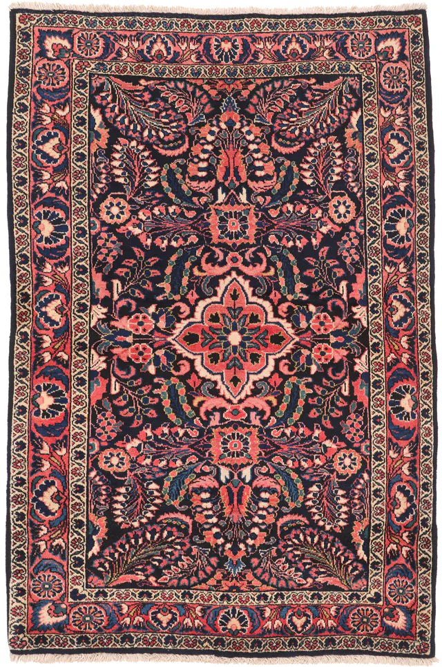 Persian Saruk / Sarouk Rug – Dark Blue circa 1950, 155 × 105 cm