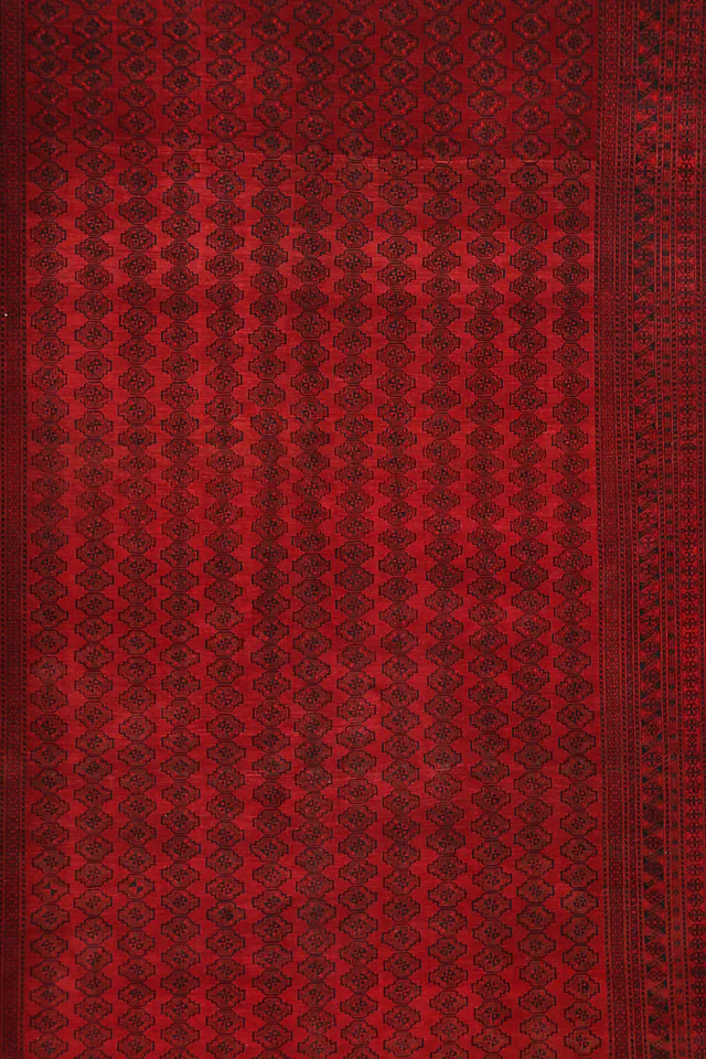 Large Hand-Knotted Afghan Fine Wool Rug – Red, 665 × 344 cm