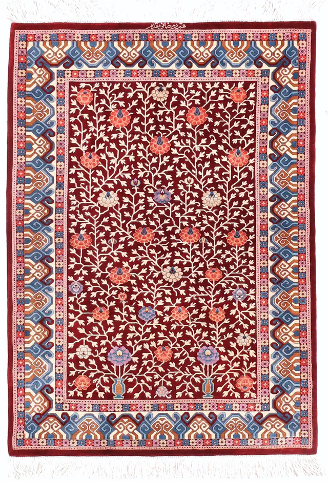 Fine Qum Design Silk Rug, 110 × 75 cm