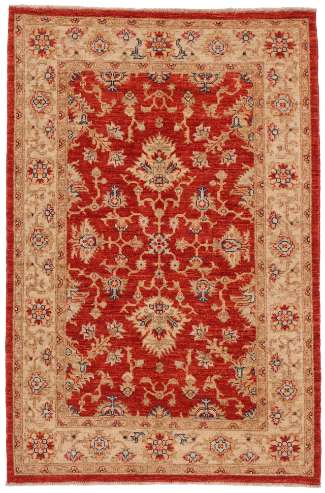 Garous / Ziegler design Rug – Red & Blue Motifs, 157 × 105 cm
