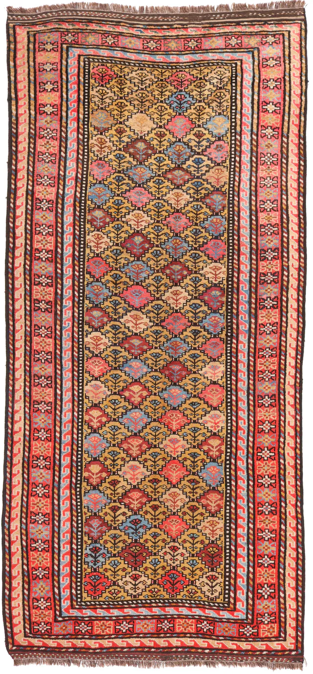 Persian Kurdi Ghouchan rug red, 254 × 125 cm