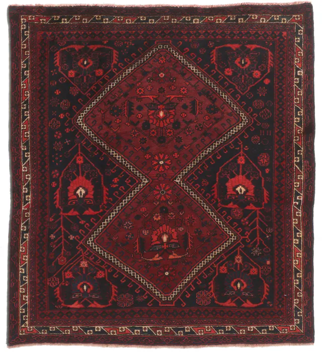 Antique Poshtkohi Rug in, 168 × 145 cm