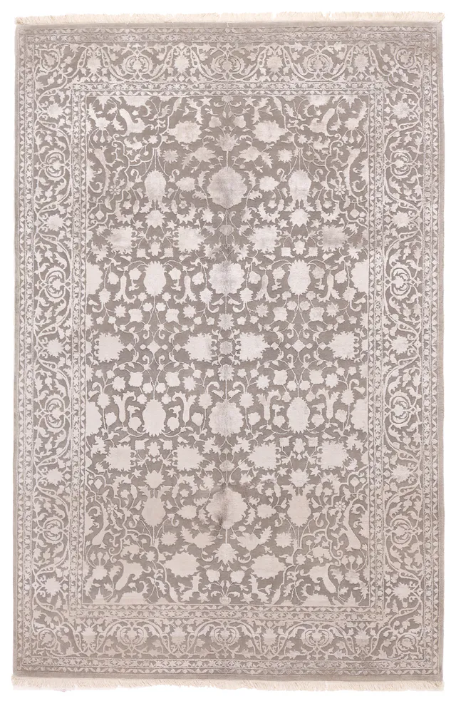 Keshan/ Kashan Design Contemporary Rug in Grey, 246 × 159 cm