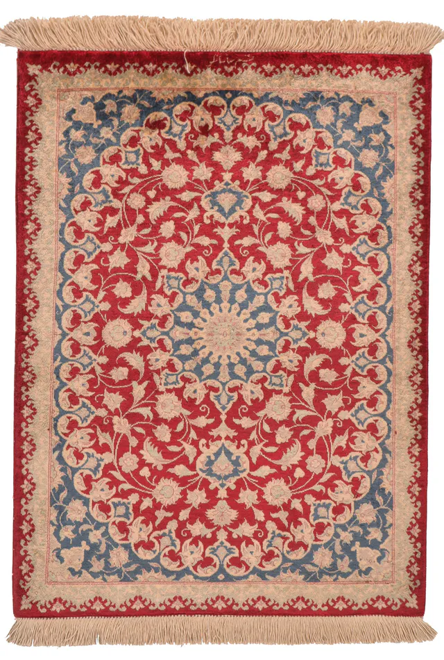 Persian Fine Qum Silk Rug, 74 × 57 cm