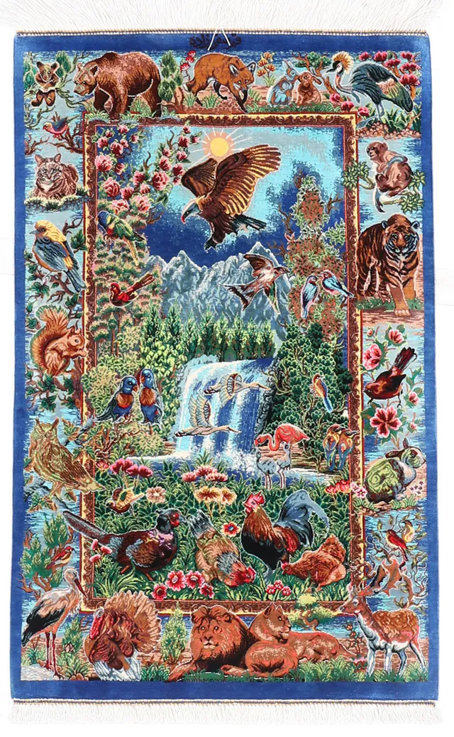 Qum Silk Rug Signed Safizadeh, 92 × 59 cm