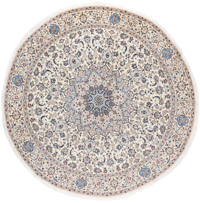 Nain 9 La Circular Rug with Silk Highlights in 10 x 10, 305 × 305 cm