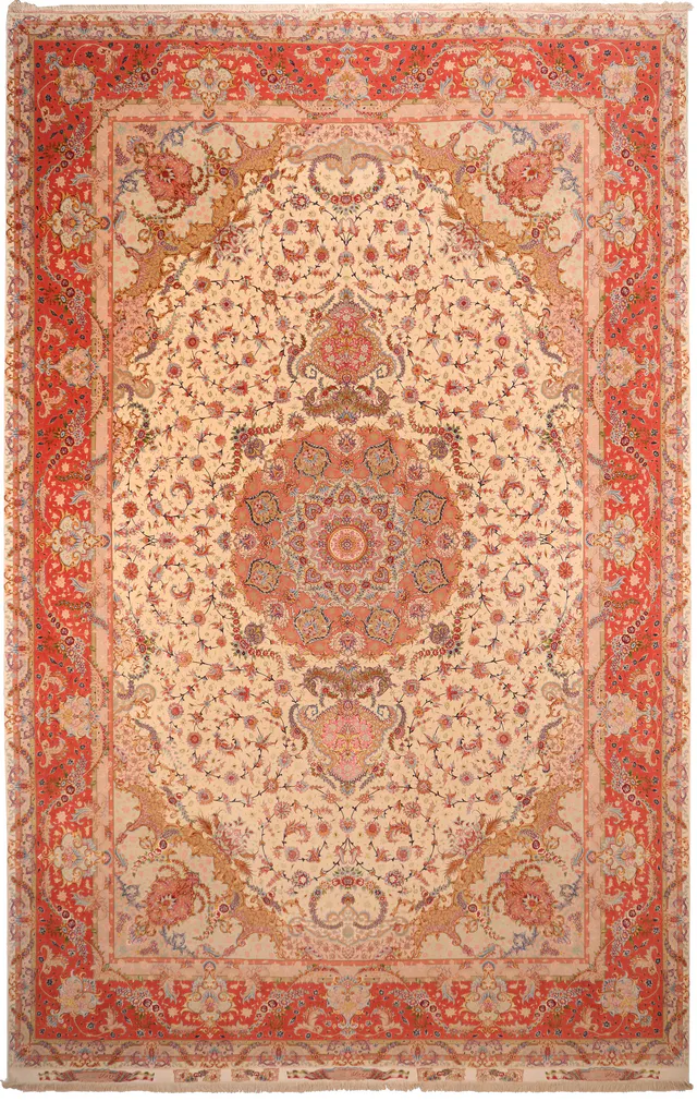 Persian Tabriz 60Raj Rug with silk Highlights, 624 × 400 cm