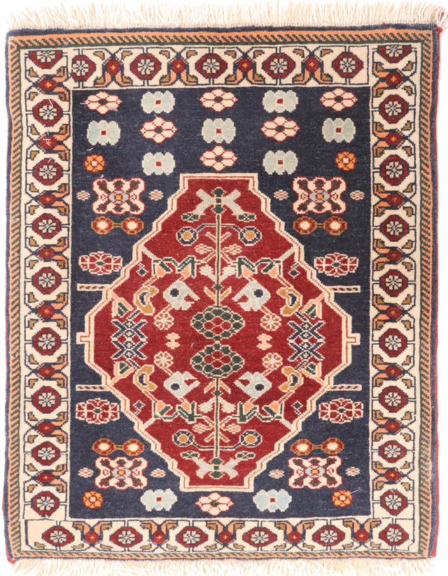 Persian fine Kashghouli Rug navy, 67 × 50 cm